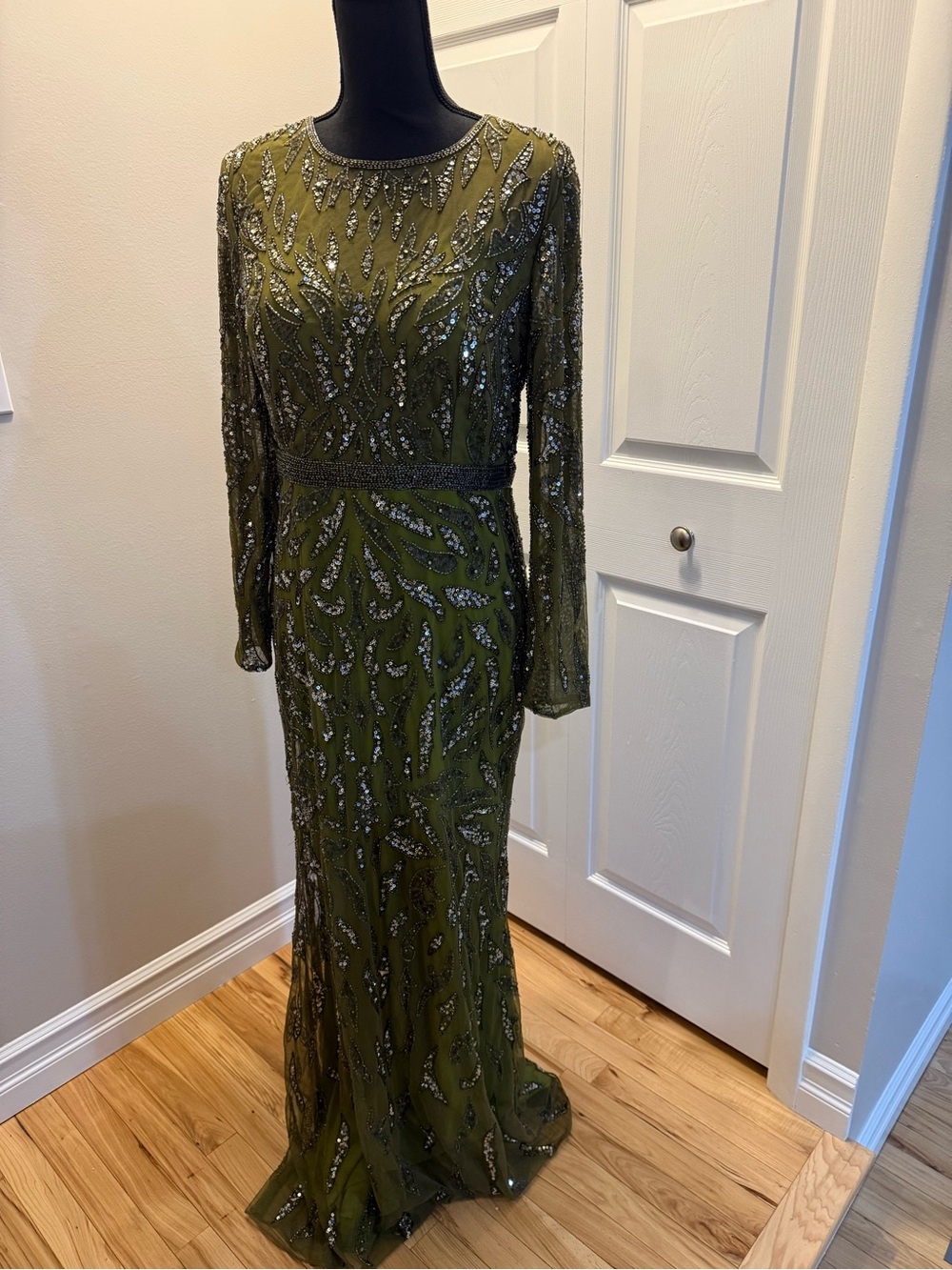 Mac Duggal Olive Green illusion sequins Evening Gown - Picture 12 of 12
